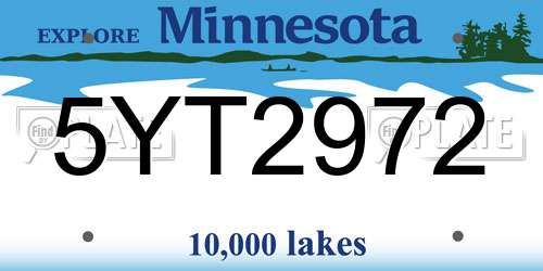 5YT2972 Minnesota License Plate