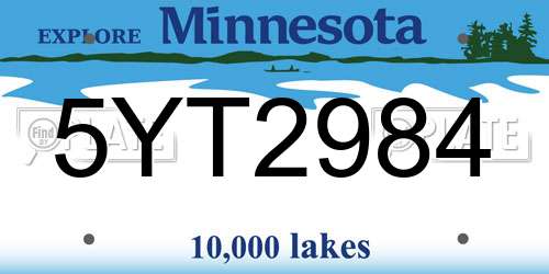 5YT2984 Minnesota License Plate
