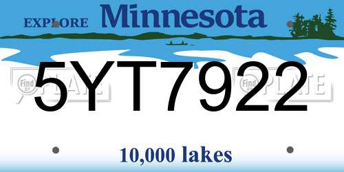 5YT7922 Minnesota License Plate