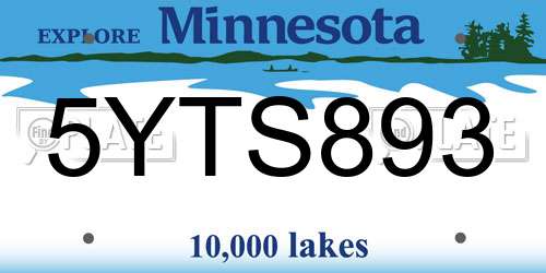 5YTS893 Minnesota License Plate