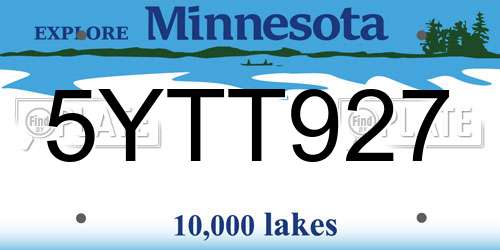 5YTT927 Minnesota License Plate