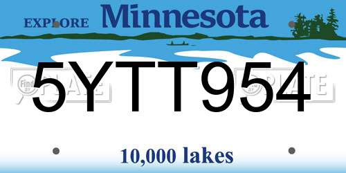 5YTT954 Minnesota License Plate