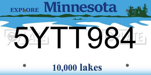 5YTT984 Minnesota License Plate