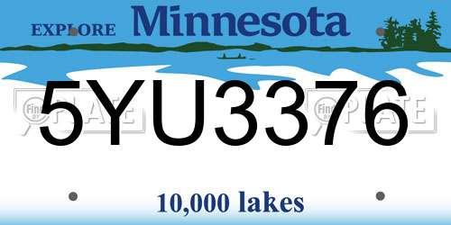 5YU3376 Minnesota License Plate