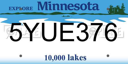 5YUE376 Minnesota License Plate