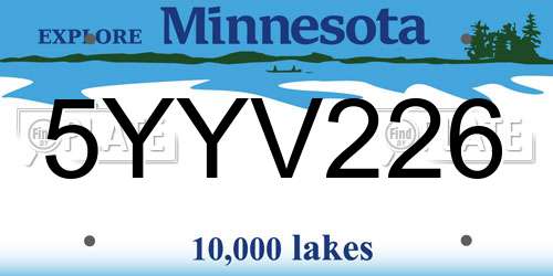 5YYV226 Minnesota License Plate