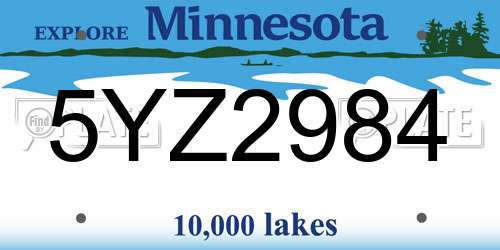 5YZ2984 Minnesota License Plate