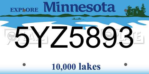 5YZ5893 Minnesota License Plate