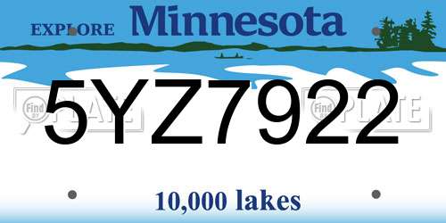 5YZ7922 Minnesota License Plate