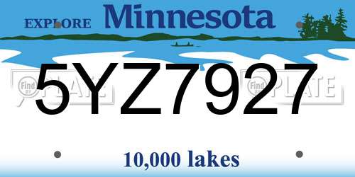 5YZ7927 Minnesota License Plate