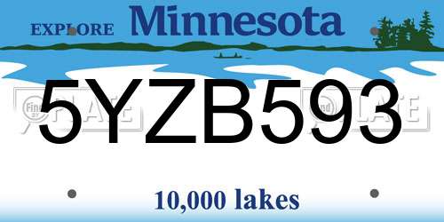 5YZB593 Minnesota License Plate