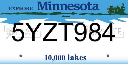 5YZT984 Minnesota License Plate