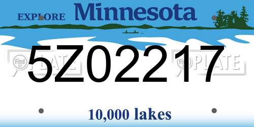 5Z02217 Minnesota License Plate