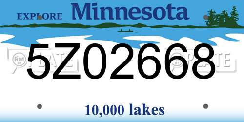 5Z02668 Minnesota License Plate