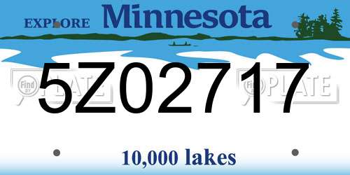 5Z02717 Minnesota License Plate