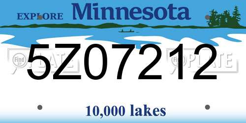 5Z07212 Minnesota License Plate