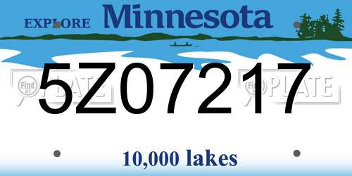 5Z07217 Minnesota License Plate
