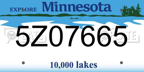 5Z07665 Minnesota License Plate