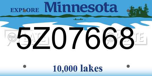 5Z07668 Minnesota License Plate
