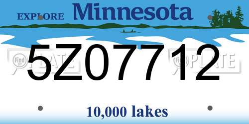 5Z07712 Minnesota License Plate