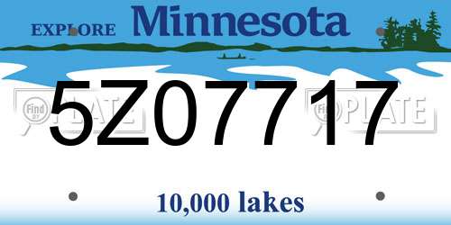 5Z07717 Minnesota License Plate