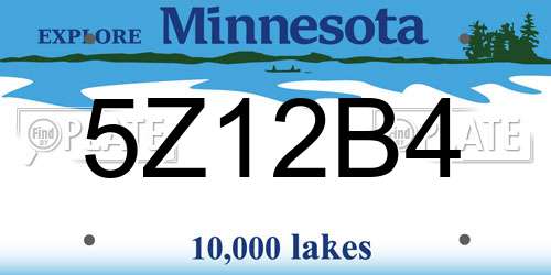 5Z12B4 Minnesota License Plate