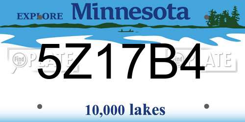 5Z17B4 Minnesota License Plate