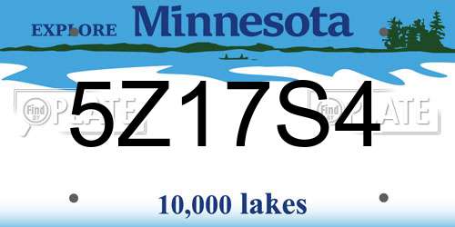 5Z17S4 Minnesota License Plate