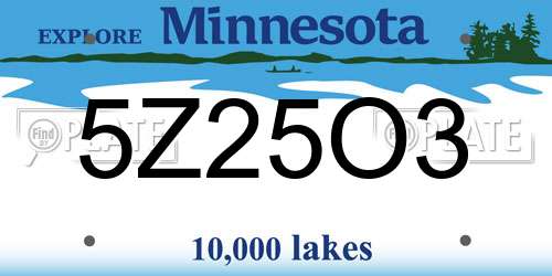 5Z25O3 Minnesota License Plate