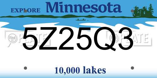 5Z25Q3 Minnesota License Plate
