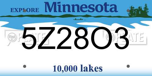 5Z28O3 Minnesota License Plate