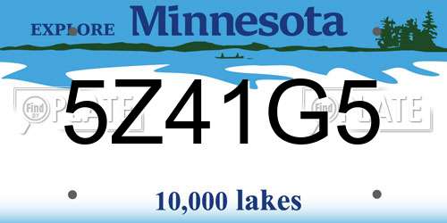 5Z41G5 Minnesota License Plate