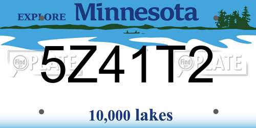 5Z41T2 Minnesota License Plate