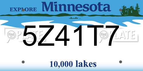 5Z41T7 Minnesota License Plate