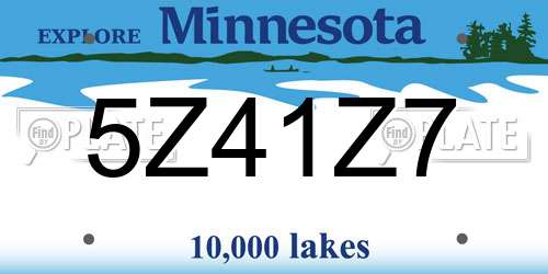 5Z41Z7 Minnesota License Plate
