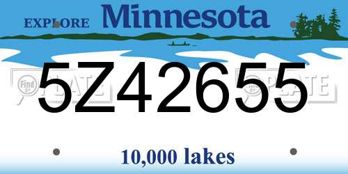 5Z42655 Minnesota License Plate