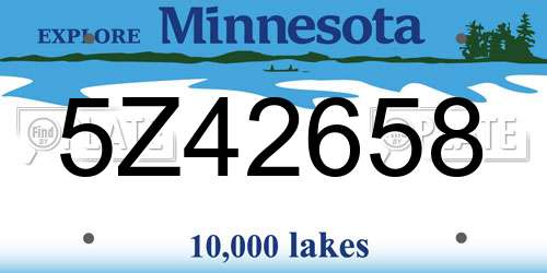 5Z42658 Minnesota License Plate