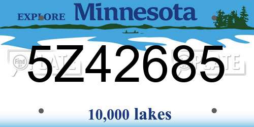 5Z42685 Minnesota License Plate
