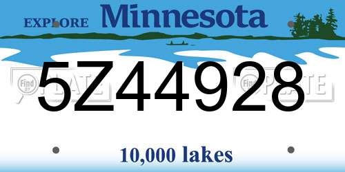 5Z44928 Minnesota License Plate