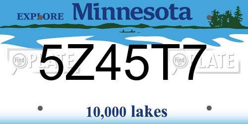 5Z45T7 Minnesota License Plate