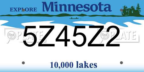 5Z45Z2 Minnesota License Plate