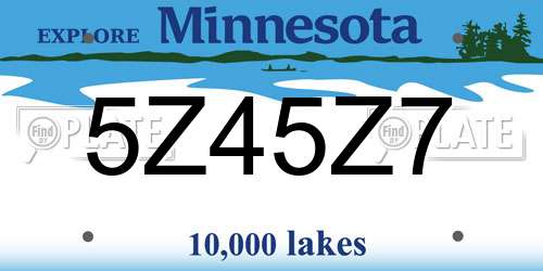 5Z45Z7 Minnesota License Plate