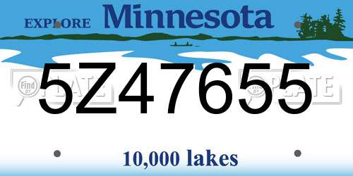 5Z47655 Minnesota License Plate