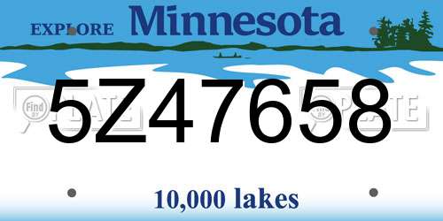 5Z47658 Minnesota License Plate