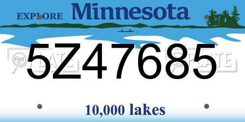 5Z47685 Minnesota License Plate
