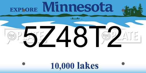 5Z48T2 Minnesota License Plate