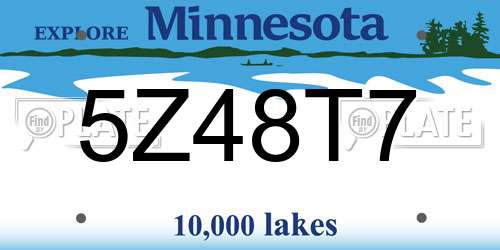 5Z48T7 Minnesota License Plate