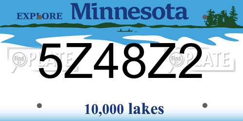 5Z48Z2 Minnesota License Plate