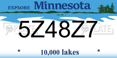 5Z48Z7 Minnesota License Plate
