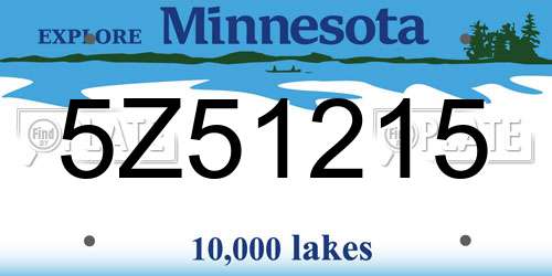 5Z51215 Minnesota License Plate